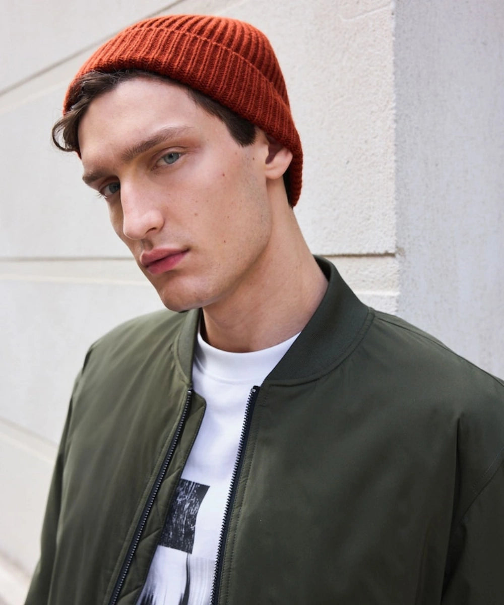 Rust Orange Knitted Beanie Hat