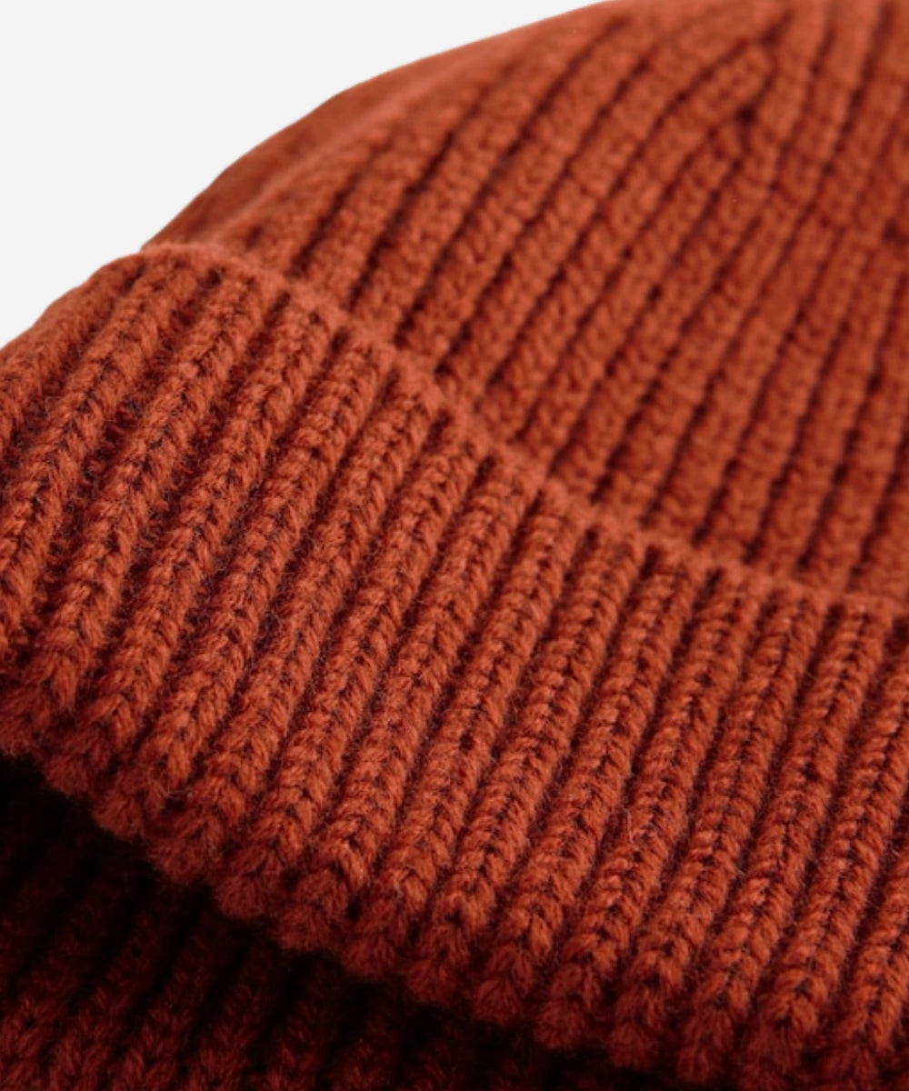 Rust Orange Knitted Beanie Hat