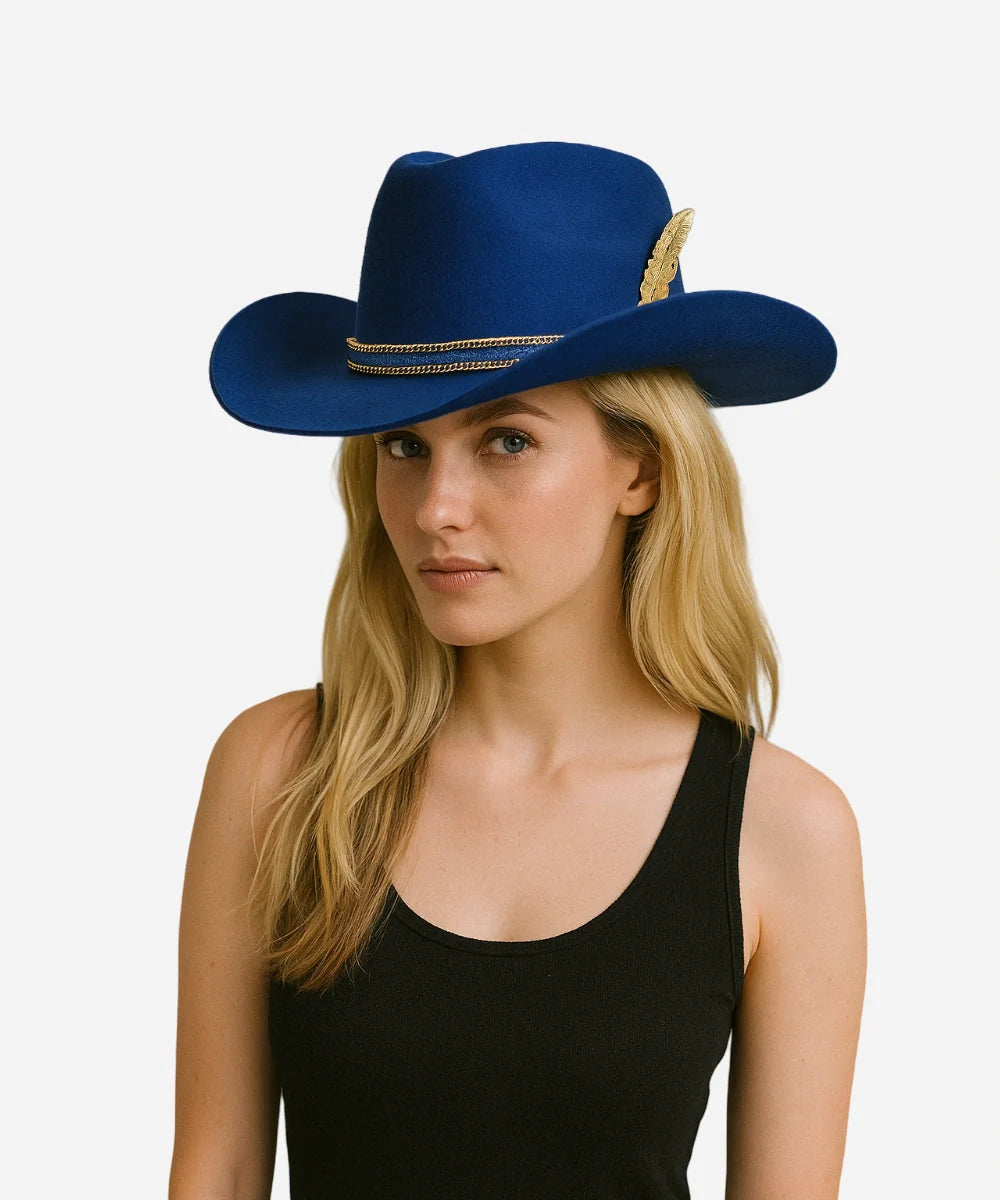 Midnight Shine Cattleman Fedora – Blue Felt Hat