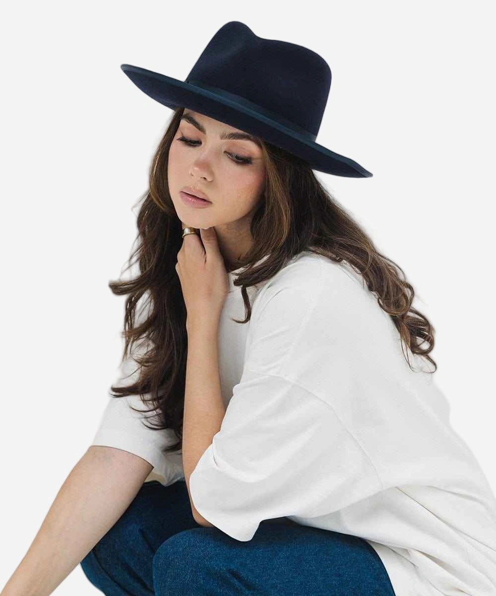 Monroe Rancher Dark Blue Fedora Hat